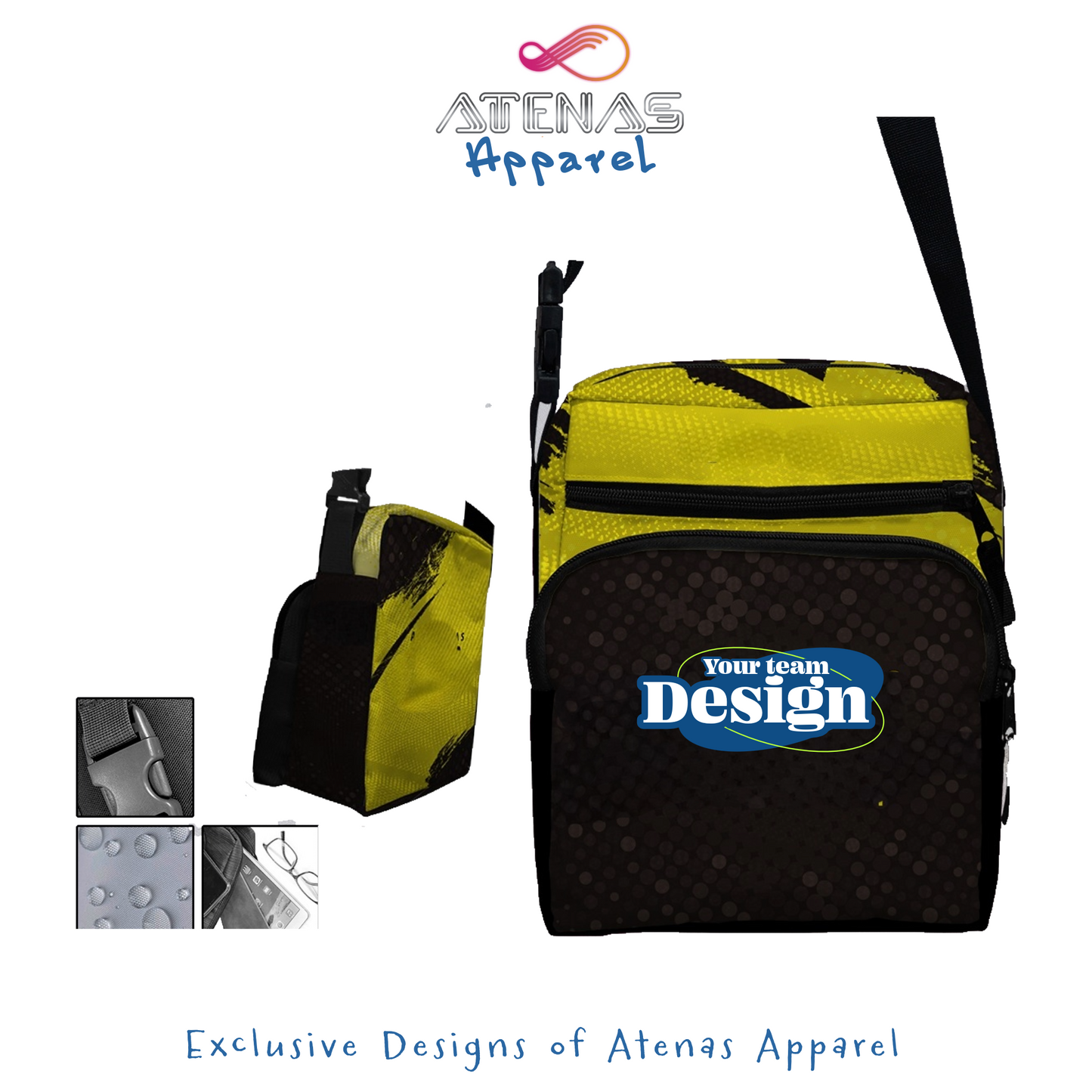 Colorful Personalized Carry-On Side Bag
Compact, colorful, and custom-made—this carry-on side bag features two independent compartments for smart organization. Personalize it with your school or team logo to proudly showcase your identity on the go. An exclusive Atenas Apparel design that blends practicality with bold team spirit.