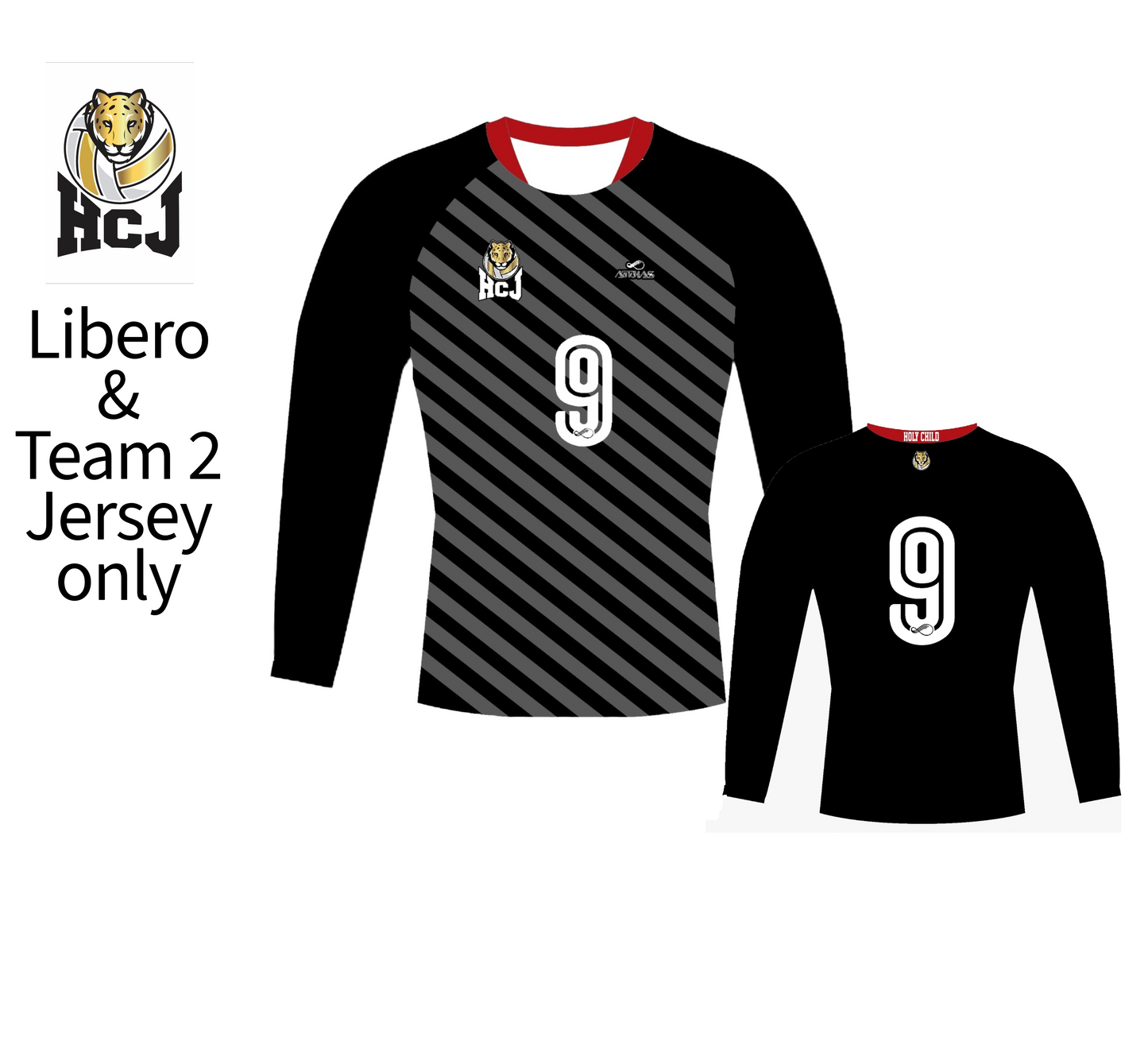 HCJ Volleyball alternate Uniform 5 pcs Bundle - Team # 2 & Libero Player
