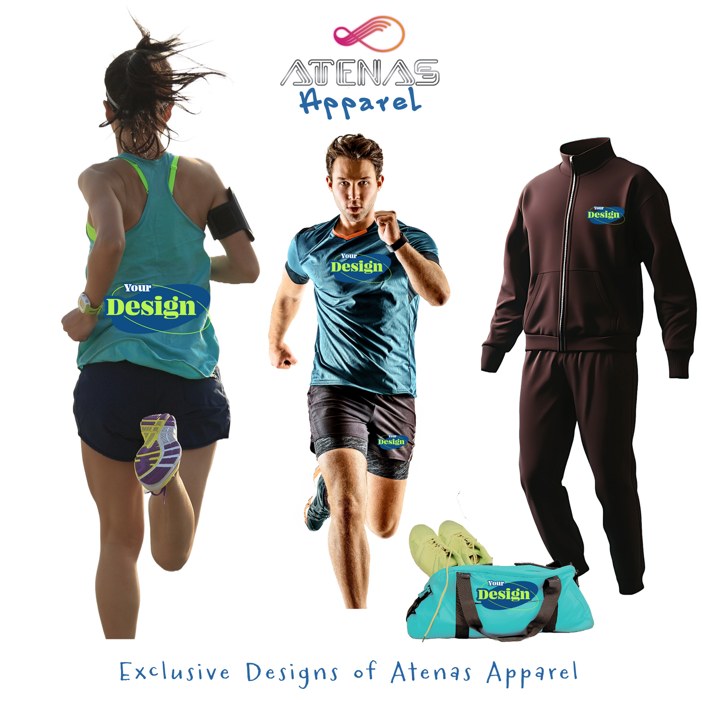 Custom running jerseys and shorts tailored for male and female athletes. Lightweight, breathable, and fully personalized. An exclusive Atenas Apparel design built for performance and team pride.