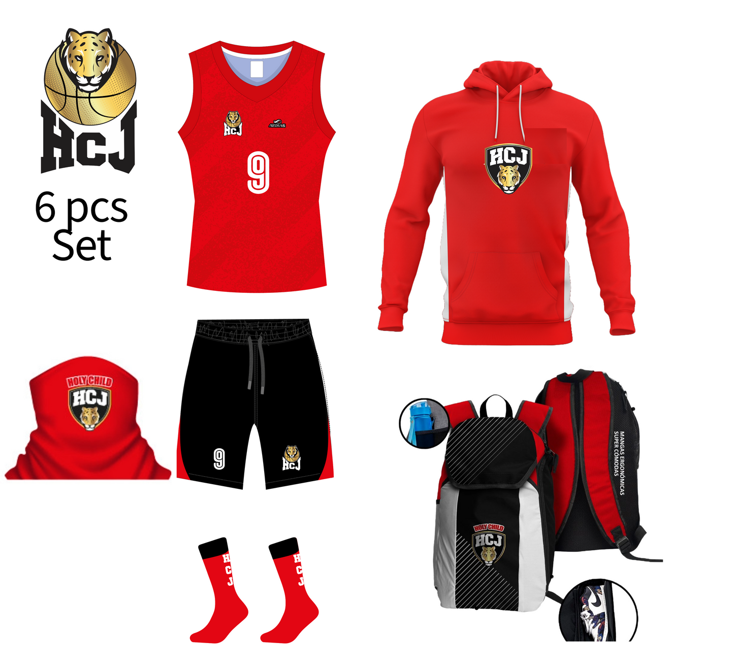 HCJ Basketball Uniform Set 6pcs Bundle