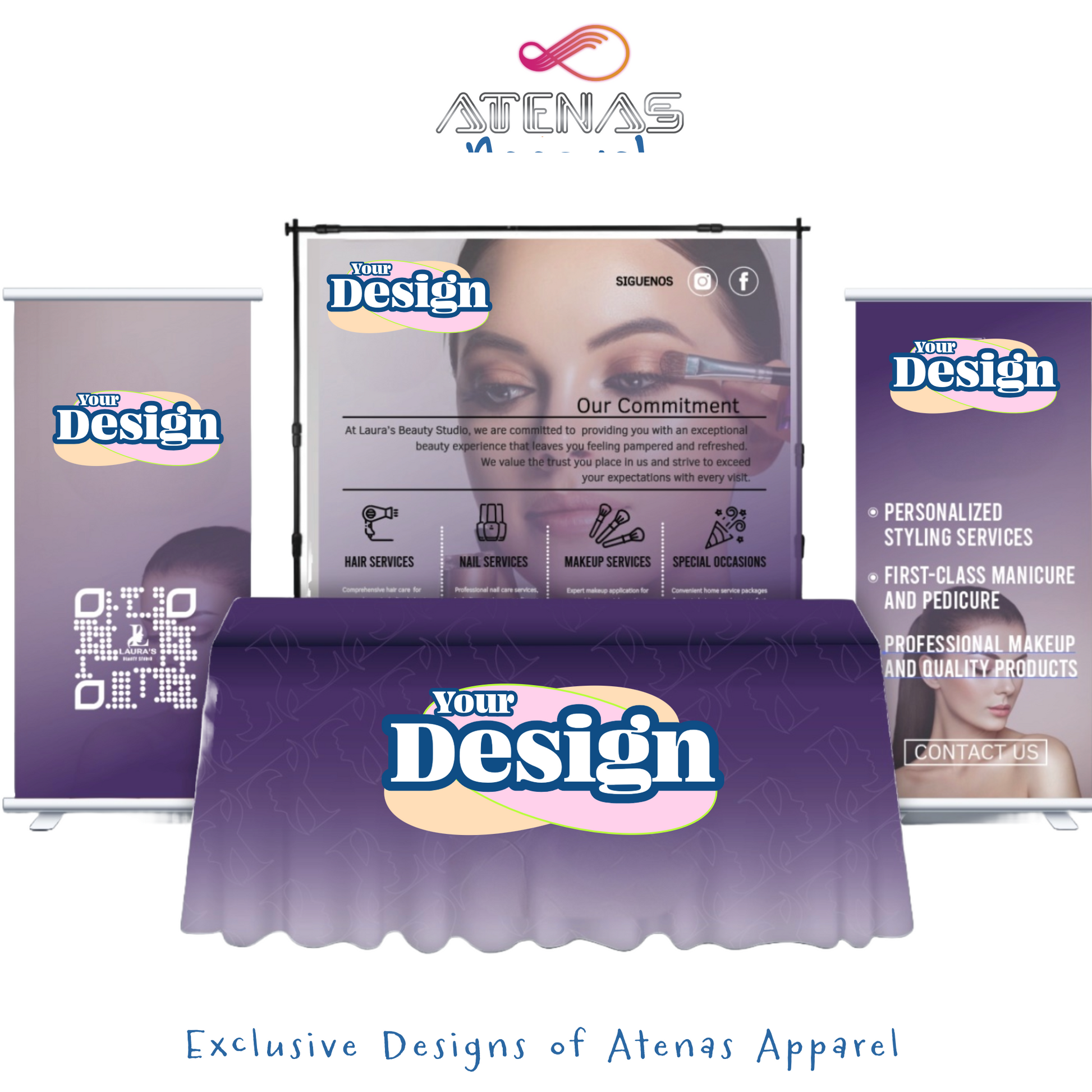 Durable, reusable, and fully customizable—an exclusive Atenas Apparel display solution for teams, schools, and organizations.